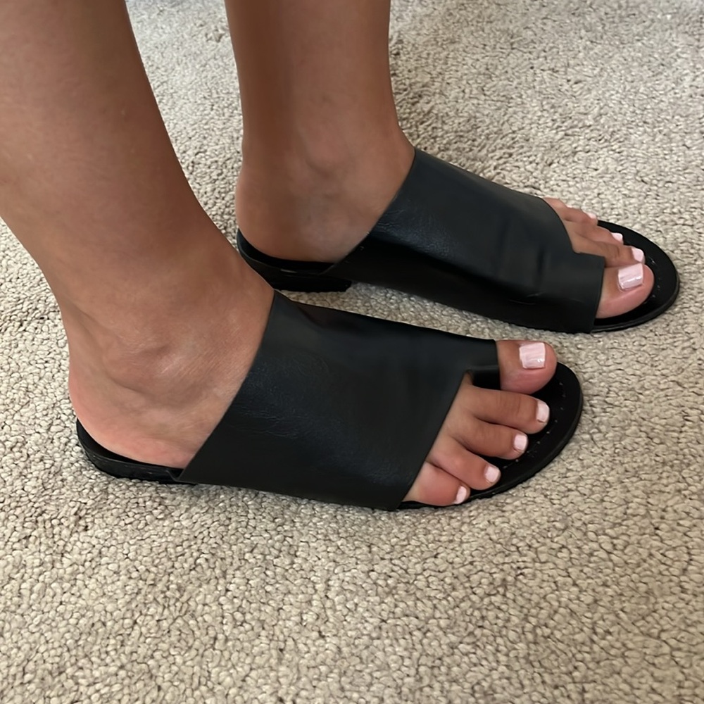 Marypaz Trendy Black Leather Minimalist Contemporary Gladiator Flat Sandals 5